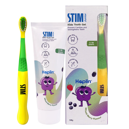 STIM Junior Kids Toothpaste (50g) with Brush for kids aged 3–10 years