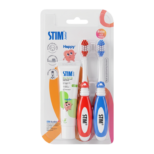 Baby Toothbrush (2 units) with 15g Toothpaste Stim Junior