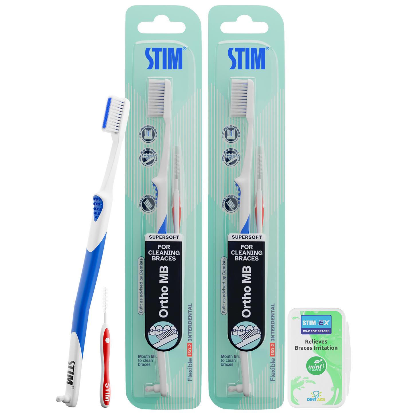 Braces Care Starter Kit (2 brushes + orthodontic wax)