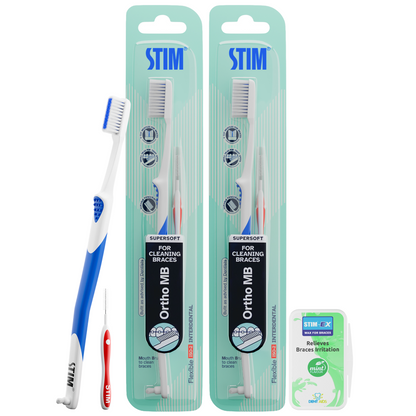 Braces Care Starter Kit (2 brushes + orthodontic wax)