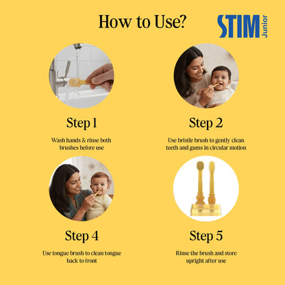 How to use – steps to brush baby's gums and teeth with a silicone toothbrush and use tongue cleaner