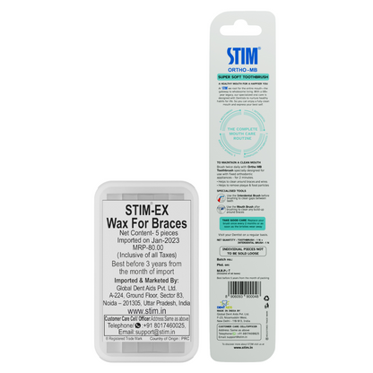 Braces Care Starter Kit (2 brushes + orthodontic wax)