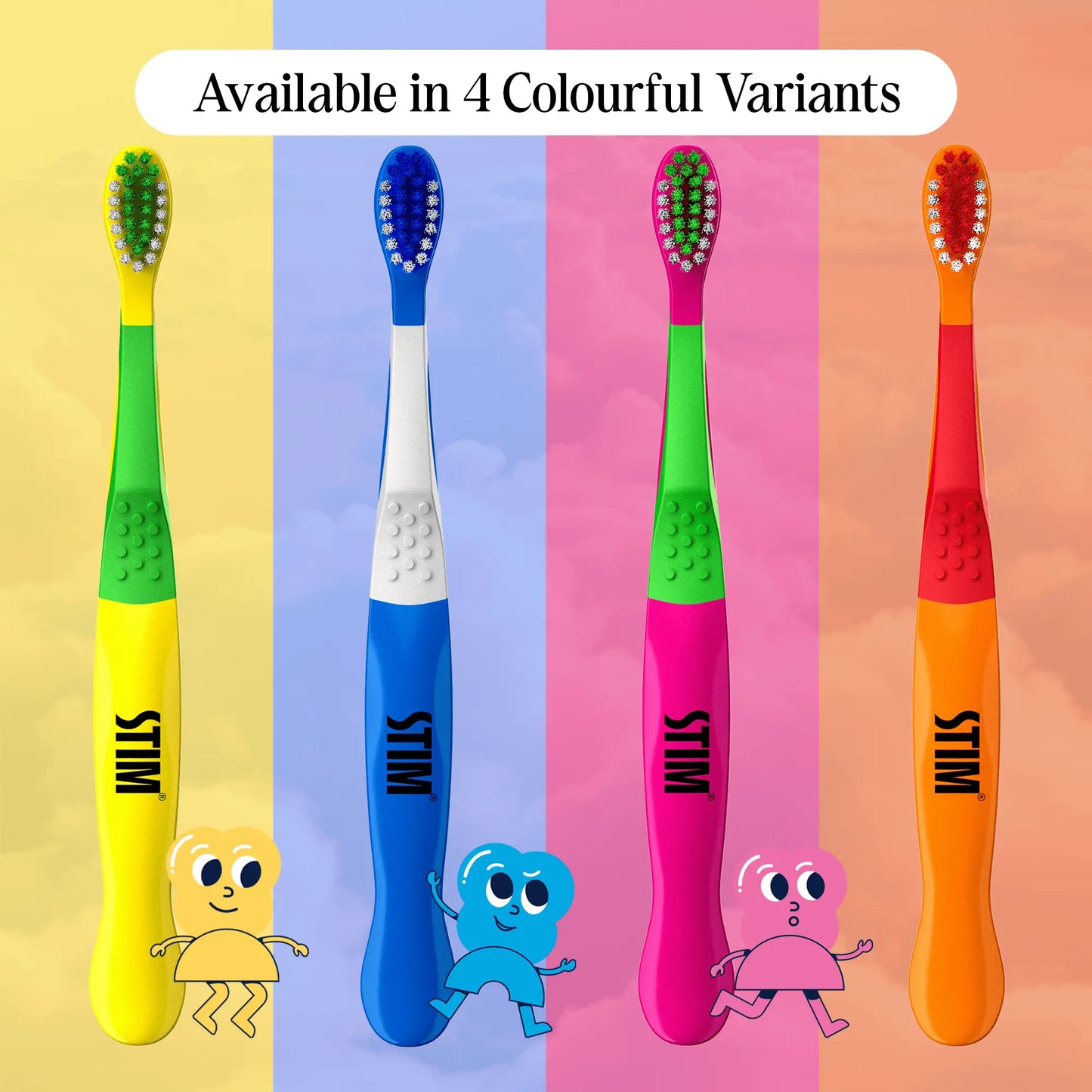 Kids toothbrush is available in 4 colorful variants