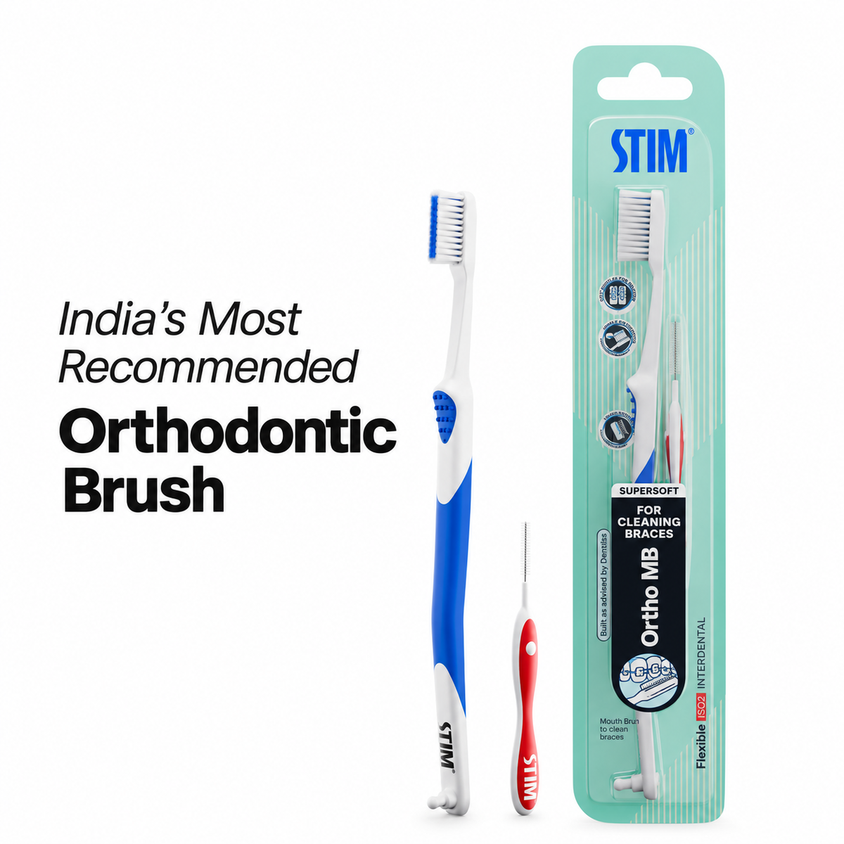 Ortho MB toothbrush For Braces (Pack of 1) Stim Brushes