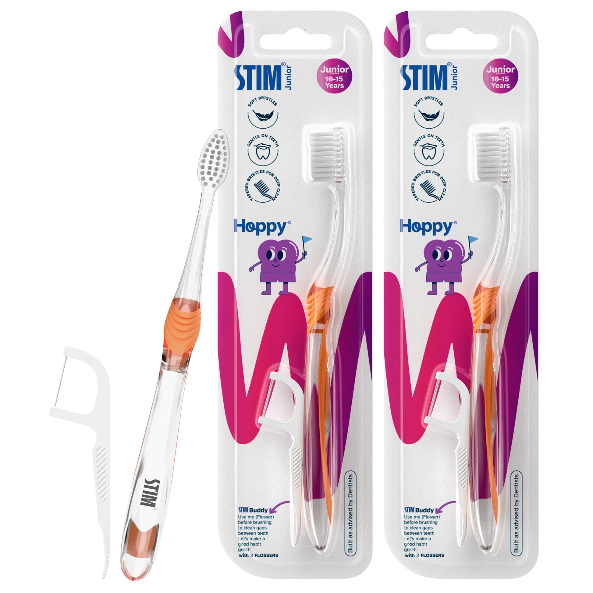 Junior Toothbrush with 3 Floss Picks (Set of 2) 