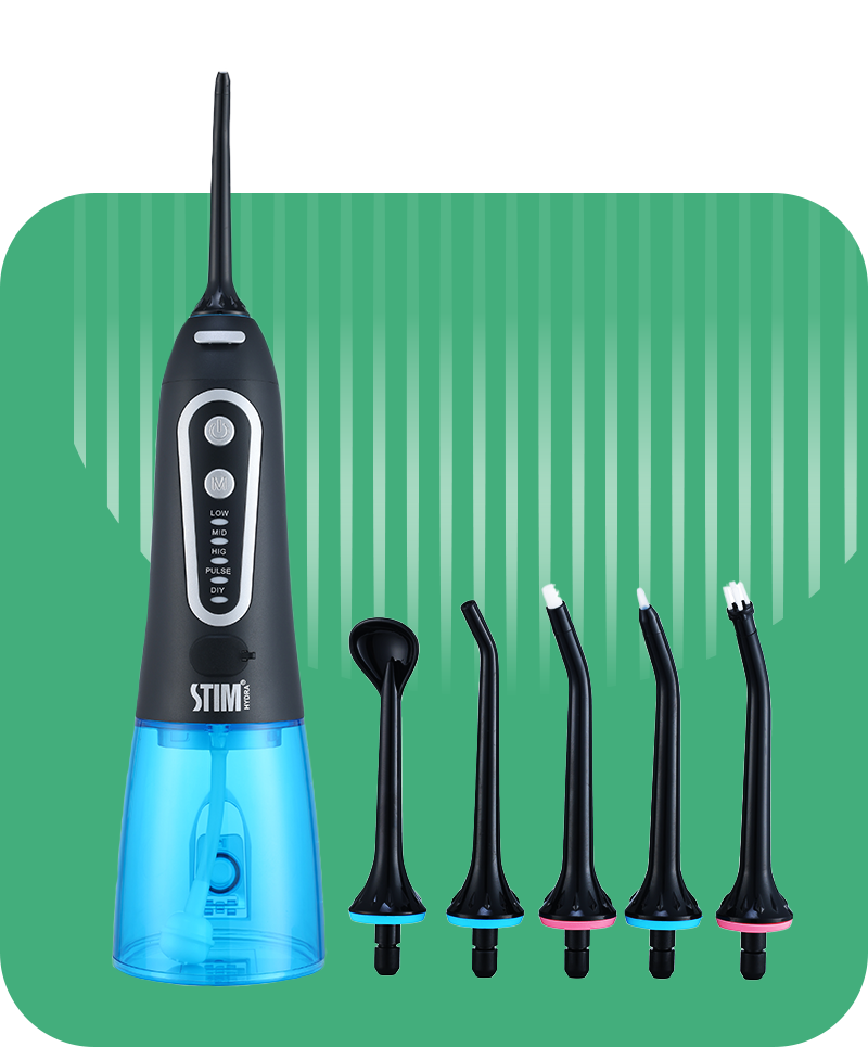 STIM Hydra Portable Oral Irrigator Water Flosser Stim Brushes